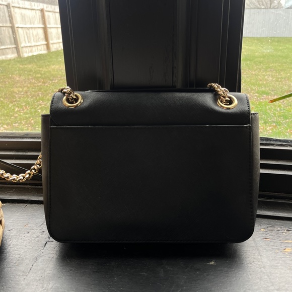 Michael Kors - Black Textured Leather Crossbody W/ Twist Lock & Chain Strap - Picture 5 of 5